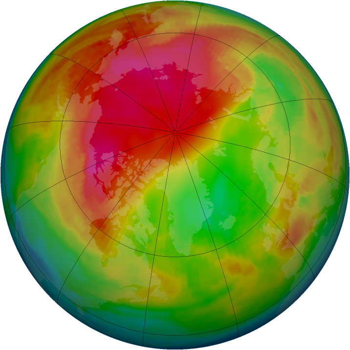 Arctic ozone map for 08 February 1991